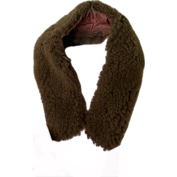Shearling Real Sheepskin Detachable Collar Brown 20” Vintage - Picture 1 of 5